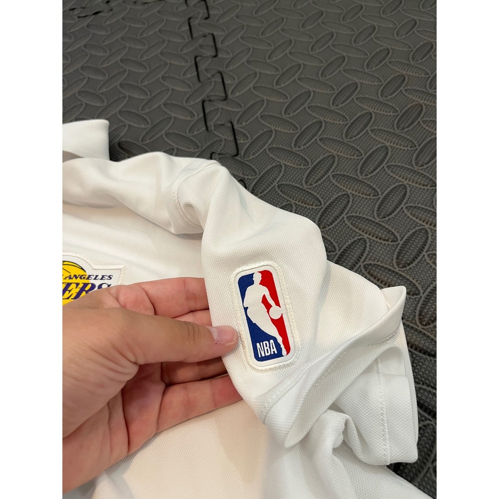 Nike Polo Shirt Womens L White Los Angeles Lakers NBA Dri-Fit Short Sleeve - Picture 8 of 9